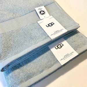 SET OF 2 UGG BATH TOWELS - UGG MARTIS ORGANIC COTTON BATH TOWELS - LIGHT BLUE